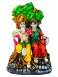 Beautiful n Colorful Fiber Statue of Radha Krishna Under The Tree - 14.5"
